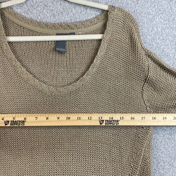 Quinn crew neck sweater M zipper accents taupe neutral minimalist edgy - Picture 3 of 8